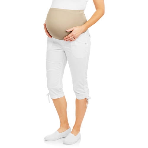 Oh Mamma Maternity Full Panel Stretch Poplin Capri Crop Pants Drawstring 8 Oh Mamma Maternity Full Panel Stretch Poplin Capri Crop Pants Drawstring 8